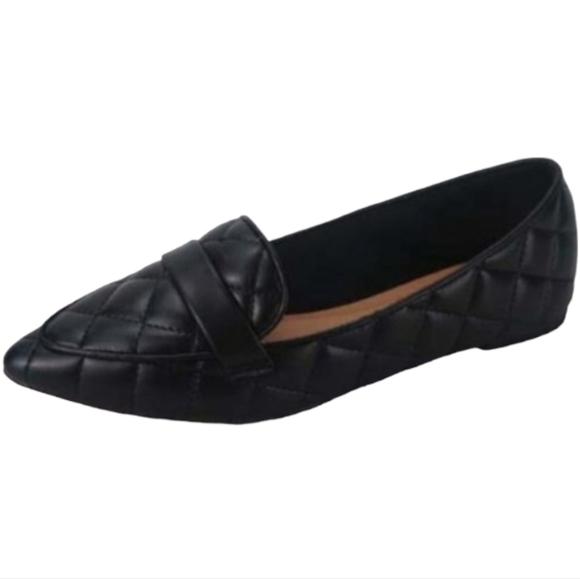 BAMBOO Justify 80 quilted pointed toe slip on loafer black size 7 1/2 - Picture 2 of 8